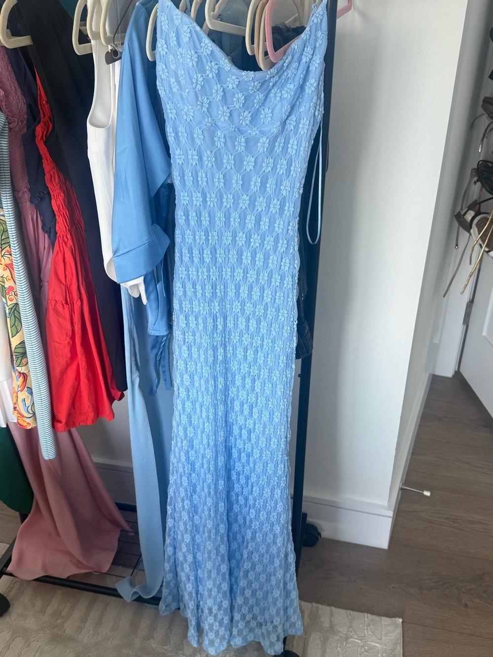 Bardot Light Blue Lace Maxi Dress